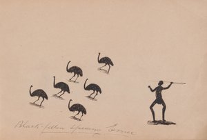 Kwatkwat people - Companheiro negro, espancando emu-Sketchbook of Aboriginal activities